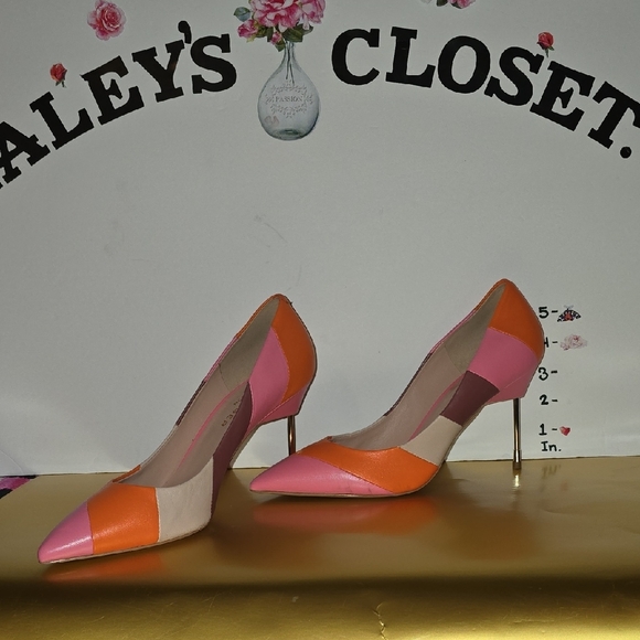 Stylish Pink and Orange Women's Heels - Picture 1 of 7